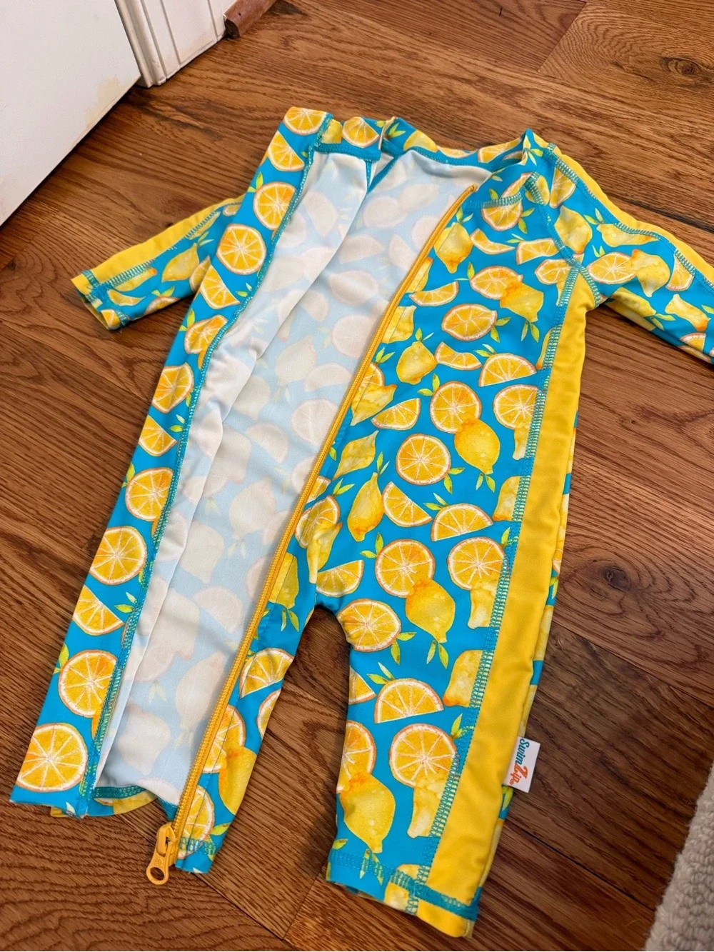 SwimZip Sunsuit - Long Sleeve Romper Swimsuit Lemons Size 0-6 Months